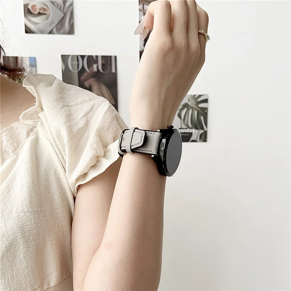 For Huawei Watch GT 5 46mm Watch Band 22mm Metal Buckle Litchi Texture Silicone Strap - Black - 5