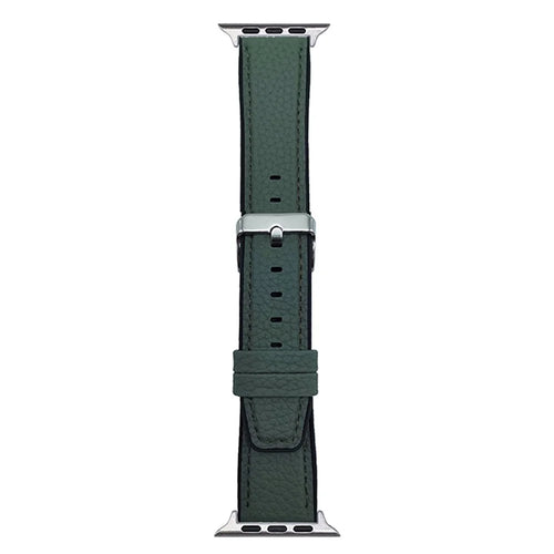Watch Band For Apple Watch Ultra 3 2 1 49mm / Series 11 10 46mm / 9 8 7 45mm / SE3 SE2 SE 6 5 4 44mm / 3 2 1 42mm Metal Buckle Litchi Texture Silicone Strap - Grey Green - 1