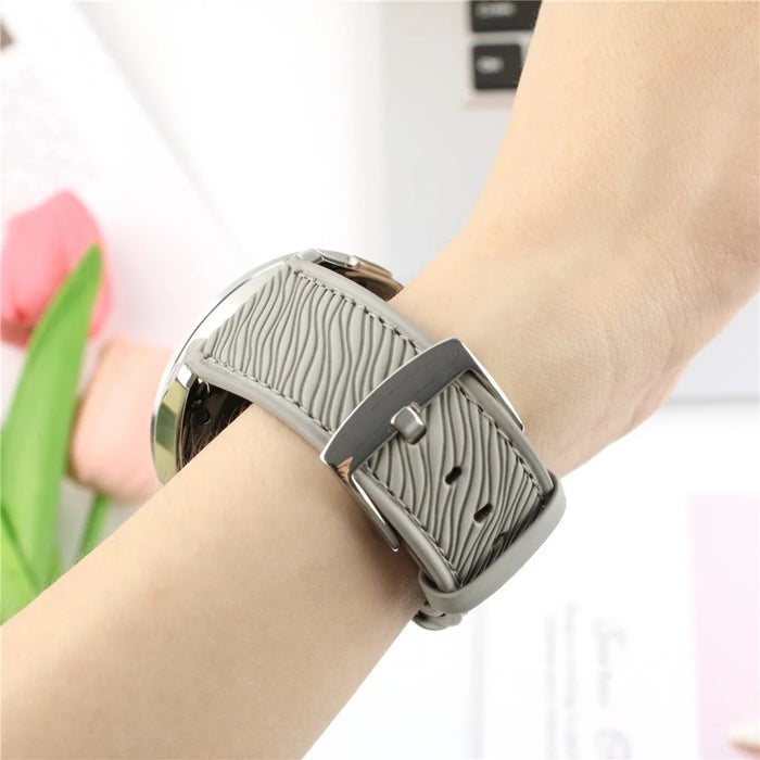 For Huawei Watch GT 5 41mm Watch Band 18mm Quick Release Buckle Dragon Scale Texture Leather Strap - Light Grey - 2