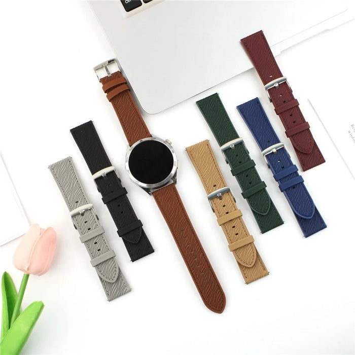 For Huawei Watch GT 5 41mm Watch Band 18mm Quick Release Buckle Dragon Scale Texture Leather Strap - Light Grey - 6