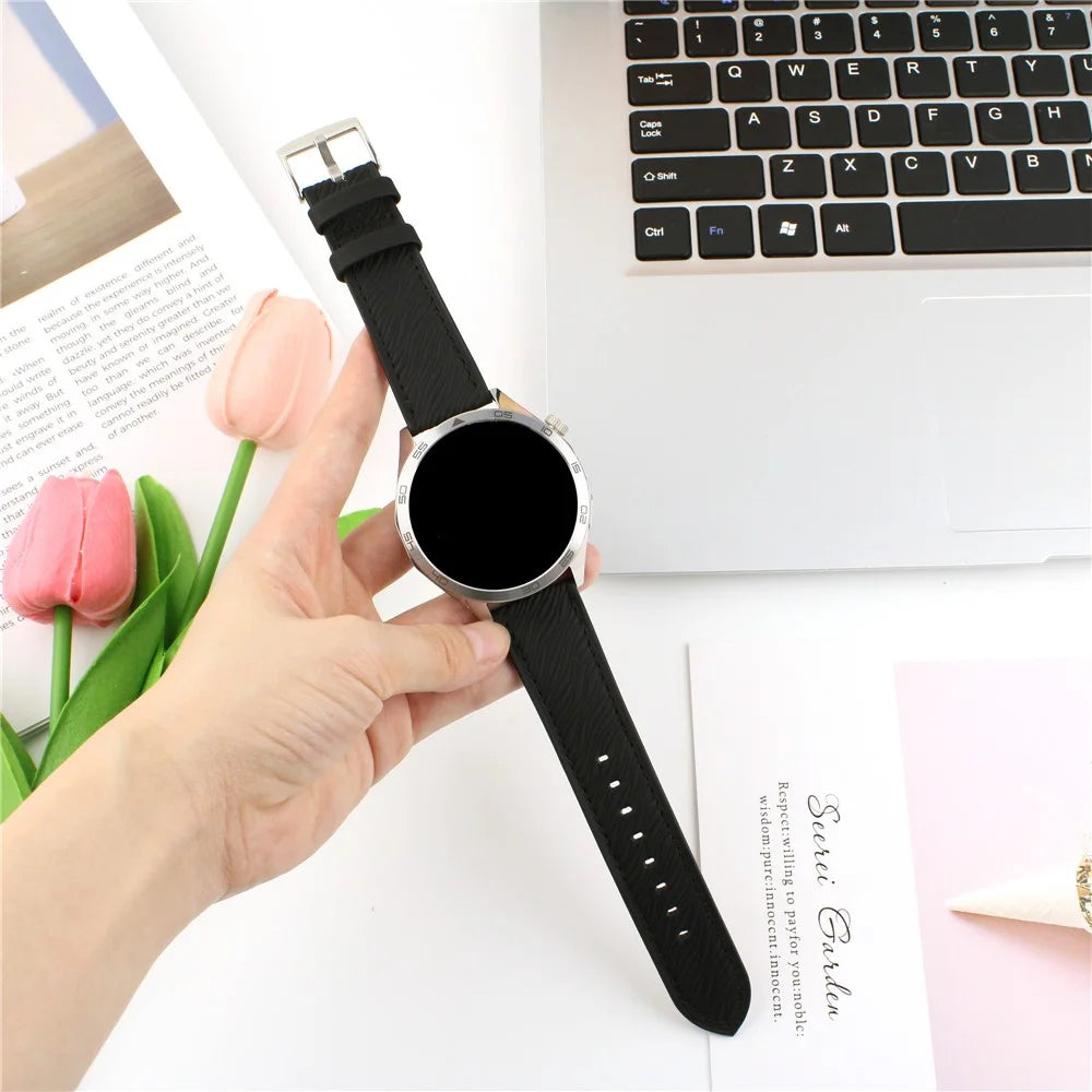 For Samsung Galaxy Watch7 44mm  /  40mm Watch Band 20mm Quick Release Buckle Dragon Scale Texture Leather Strap - Light Grey - 5
