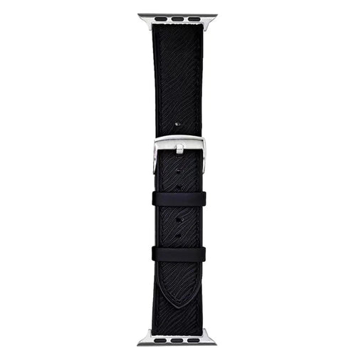 Watch Band For Apple Watch Series 11 10 42mm / 9 8 7 41mm / SE3 SE2 SE 6 5 4 40mm / 3 2 1 38mm Quick Release Buckle Dragon Scale Texture Leather Strap - Black - 1