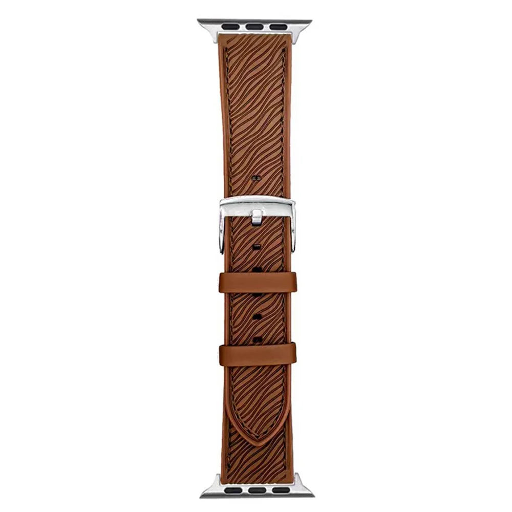 Watch Band For Apple Watch Ultra 3 2 1 49mm / Series 11 10 46mm / 9 8 7 45mm / SE3 SE2 SE 6 5 4 44mm / 3 2 1 42mm Dragon Scale Texture Leather Strap - Dark Brown - 1
