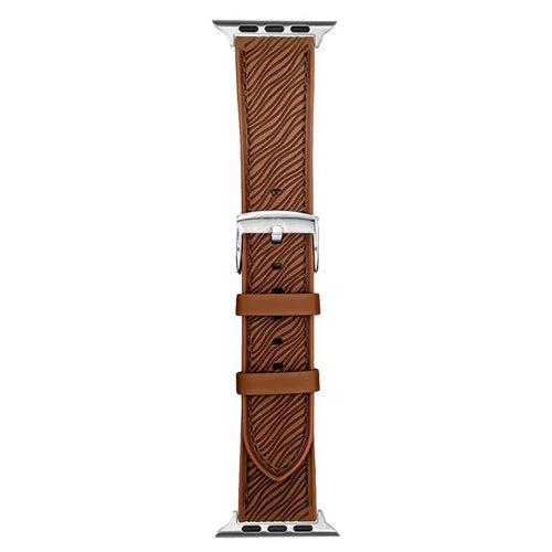 Watch Band For Apple Watch Ultra 3 2 1 49mm / Series 11 10 46mm / 9 8 7 45mm / SE3 SE2 SE 6 5 4 44mm / 3 2 1 42mm Dragon Scale Texture Leather Strap - Dark Brown - 1