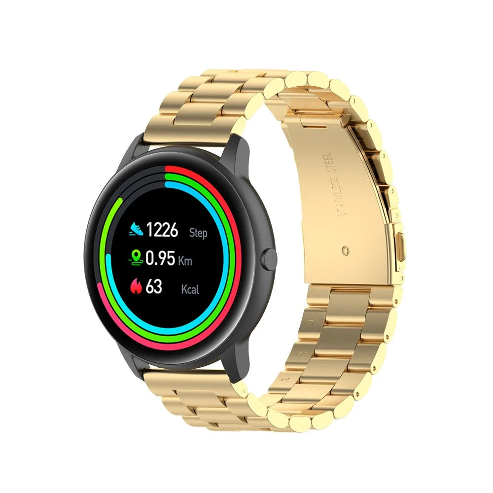 Stainless Steel Three Beads Watch Band Replacement Strap 22mm for YAMAY SW022/Imilab KW66/Huawei Watch 3/Watch 3 Pro - Gold - 2