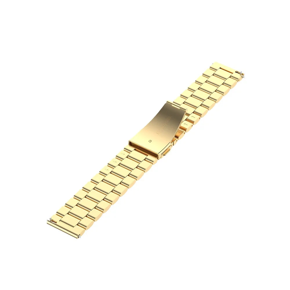 Stainless Steel Three Beads Watch Band Replacement Strap 22mm for YAMAY SW022/Imilab KW66/Huawei Watch 3/Watch 3 Pro - Gold - 4