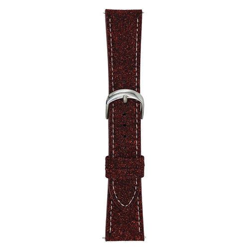 For Samsung Galaxy Watch7 44mm  /  40mm Adjustable Strap 20mm Glitter Leather Watch Band - Red - 1