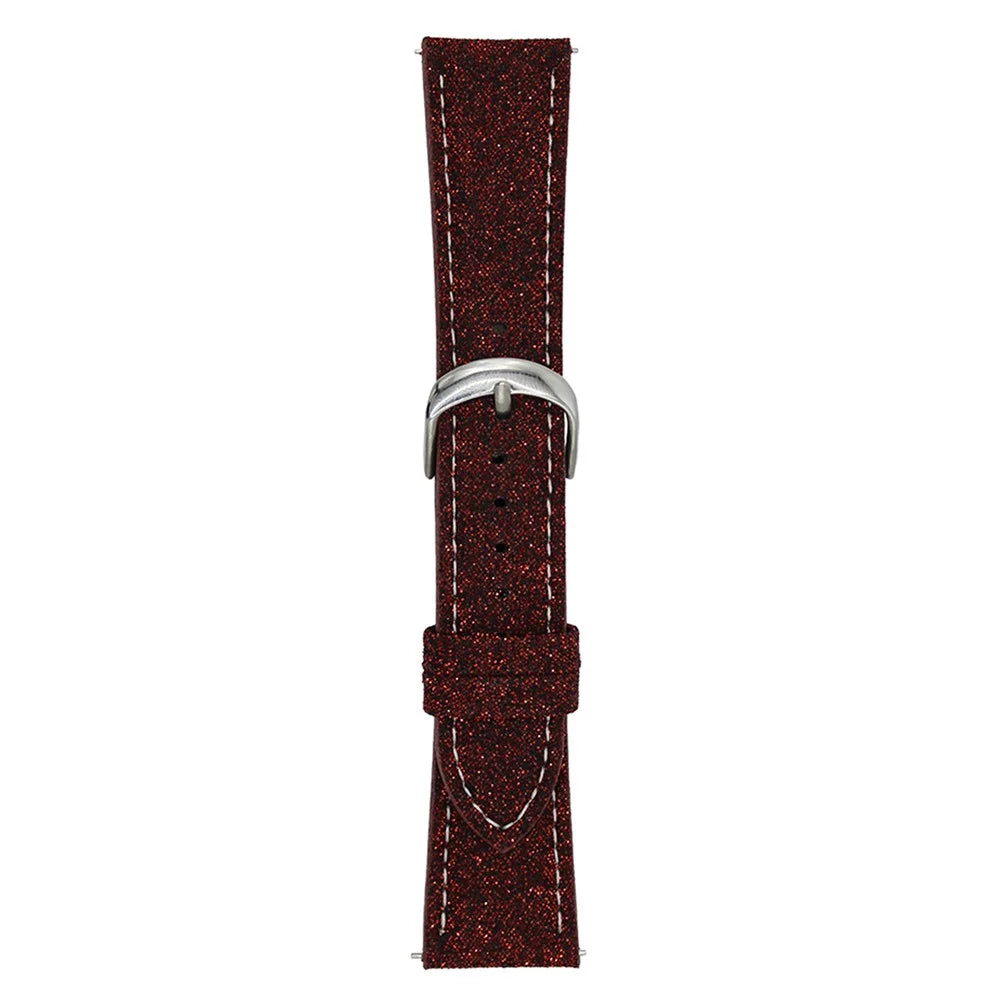 For Samsung Galaxy Watch7 44mm  /  40mm Adjustable Strap 20mm Glitter Leather Watch Band - Red - 1
