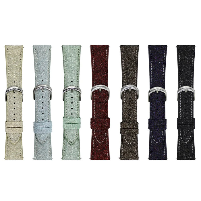 For Samsung Galaxy Watch7 44mm  /  40mm Adjustable Strap 20mm Glitter Leather Watch Band - Red - 7
