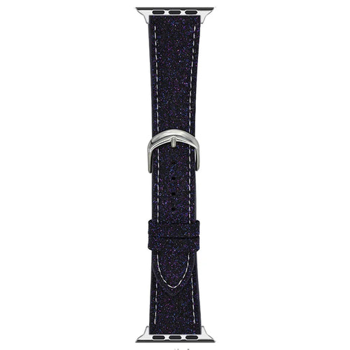 Adjustable Strap for Apple Watch Series 11 10 42mm / 9 8 7 41mm / SE3 SE2 SE 6 5 4 40mm / 3 2 1 38mm Glitter Leather Watch Band - Purple - 1