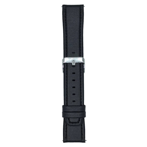 20mm Watch Band for Samsung Galaxy Watch7 44mm / 40mm Flat End Napa Texture PU Covered Silicone Strap - Black - 1