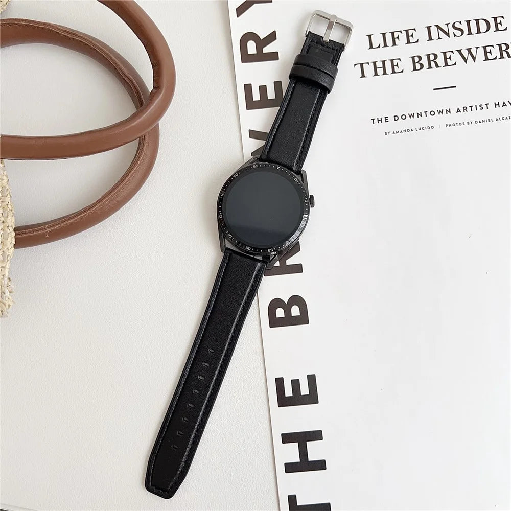 20mm Watch Band for Samsung Galaxy Watch7 44mm / 40mm Flat End Napa Texture PU Covered Silicone Strap - Black - 2