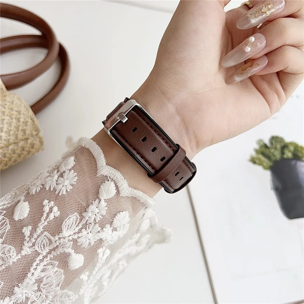20mm Watch Band for Samsung Galaxy Watch7 44mm / 40mm Flat End Napa Texture PU Covered Silicone Strap - Black - 5