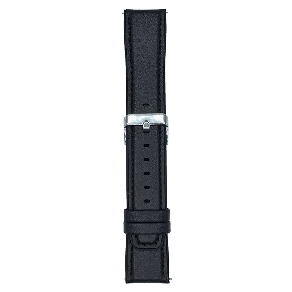 22mm Watch Band for Huawei Watch GT 5 46mm / 5 Pro 46mm Flat End Napa Texture PU Covered Silicone Strap - Black - 1