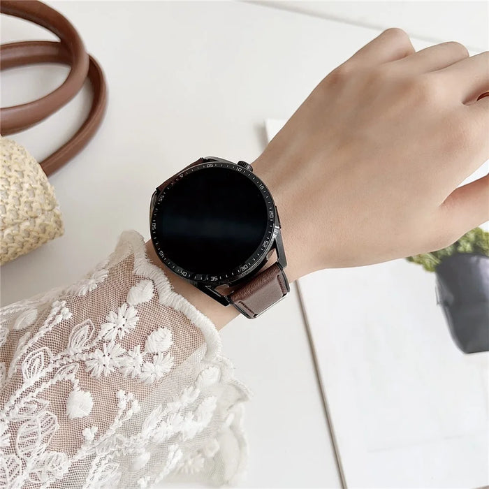 22mm Watch Band for Huawei Watch GT 5 46mm / 5 Pro 46mm Flat End Napa Texture PU Covered Silicone Strap - Black - 3