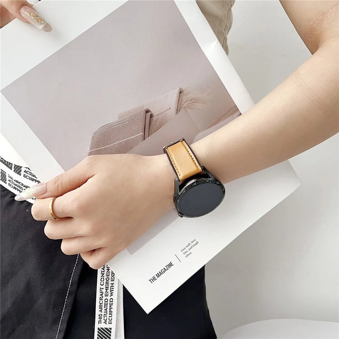 22mm Watch Band for Huawei Watch GT 5 46mm / 5 Pro 46mm Flat End Napa Texture PU Covered Silicone Strap - Black - 6