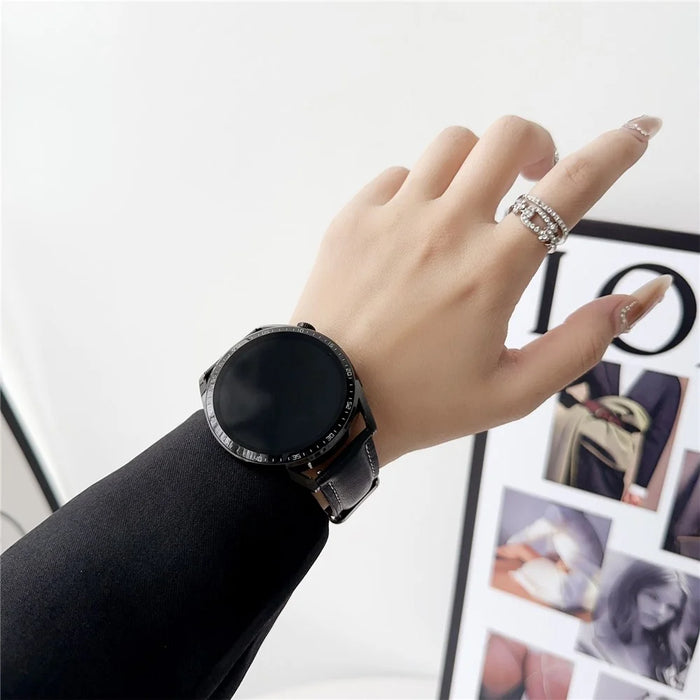 For Huawei Watch GT 5 41mm Nappa Texture Watch Band 18mm Adjustable Leather Wrist Strap - Black - 3