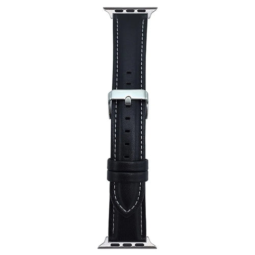 Watch Band for  Apple Watch Series 11 10 42mm / 9 8 7 41mm / SE3 SE2 SE 6 5 4 40mm / 3 2 1 38mm Nappa Texture Adjustable Leather Wrist Strap - Black - 1
