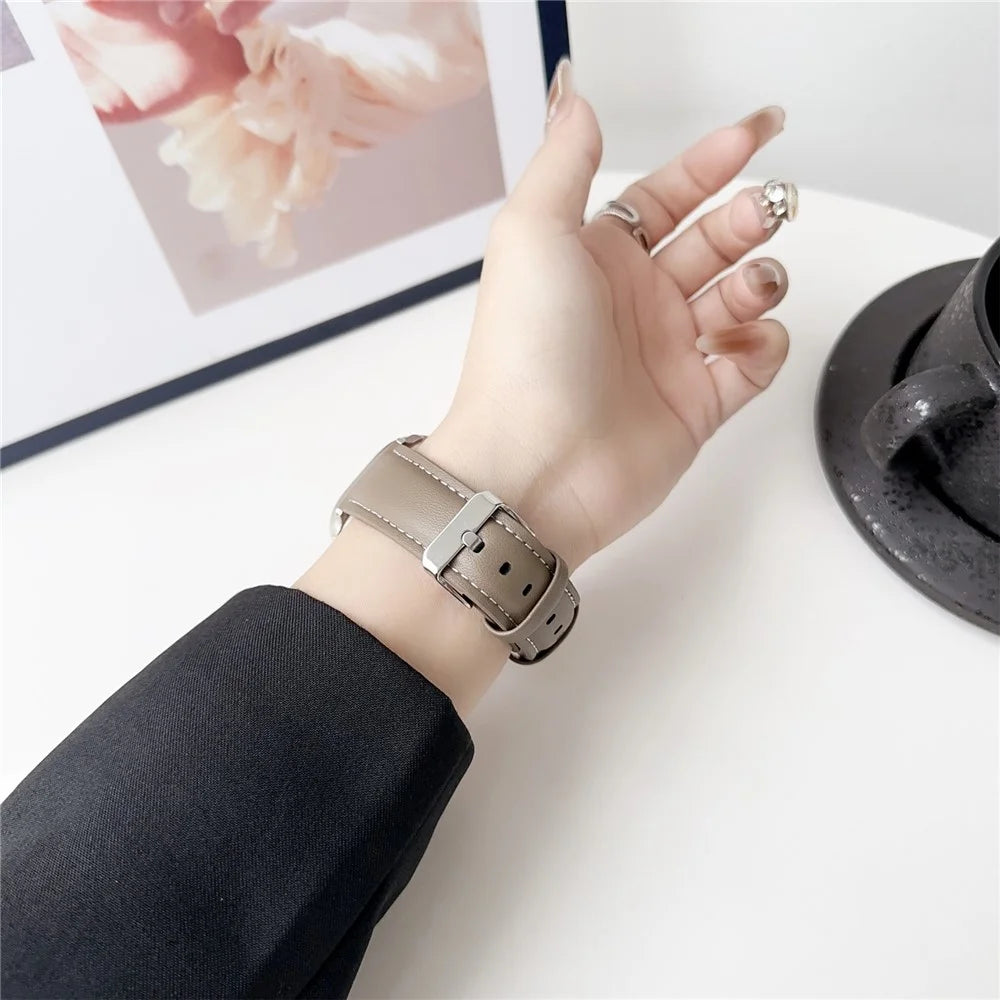 Watch Band for  Apple Watch Series 11 10 42mm / 9 8 7 41mm / SE3 SE2 SE 6 5 4 40mm / 3 2 1 38mm Nappa Texture Adjustable Leather Wrist Strap - Black - 5