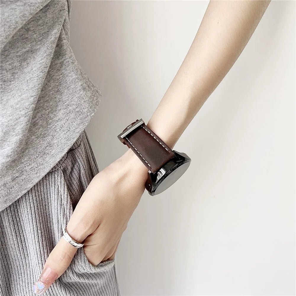 20mm Universal Bands For Samsung Galaxy Watch7  /  Watch6 Genuine Leather Watchband Wrist Strap - Light Brown - 6