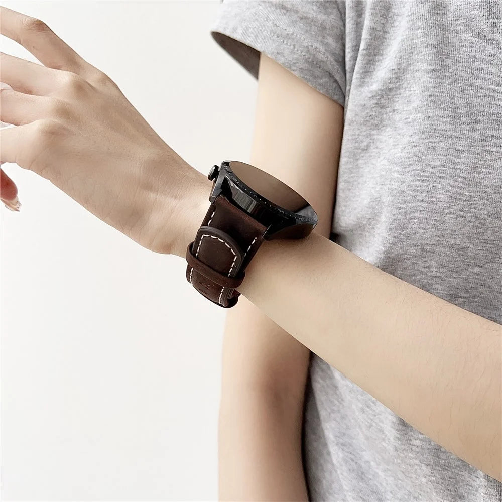 22mm Universal Bands For Huawei Watch GT 5 46mm Genuine Leather Watchband Wrist Strap - Light Brown - 7