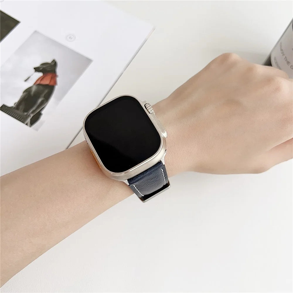 Genuine Leather Watchband For Apple Watch Series 11 10 42mm / 9 8 7 41mm / SE3 SE2 SE 6 5 4 40mm / 3 2 1 38mm Wrist Strap Replacement - Light Brown - 3