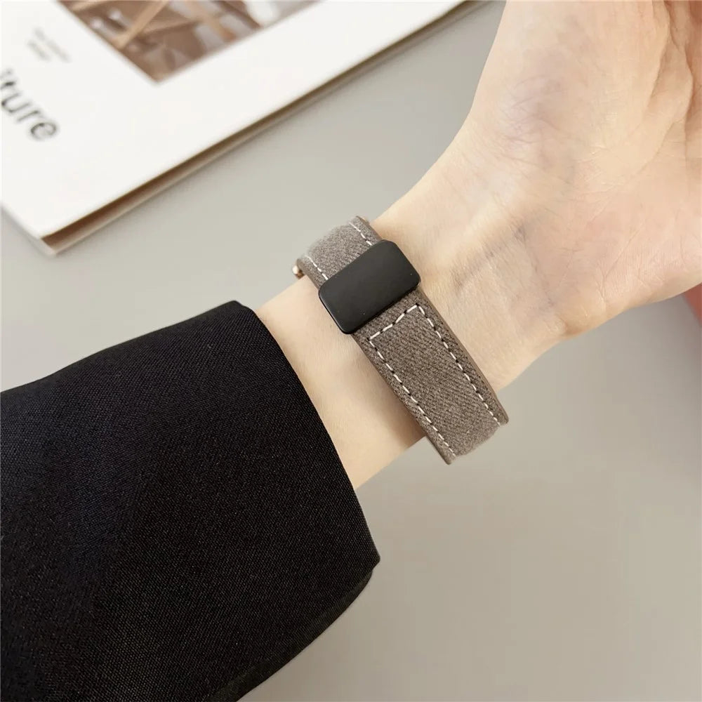 18mm Universal Watch Band For Huawei Watch GT 5 41mm Magnetic Buckle Leather Nylon Wrist Strap - Coffee - 5