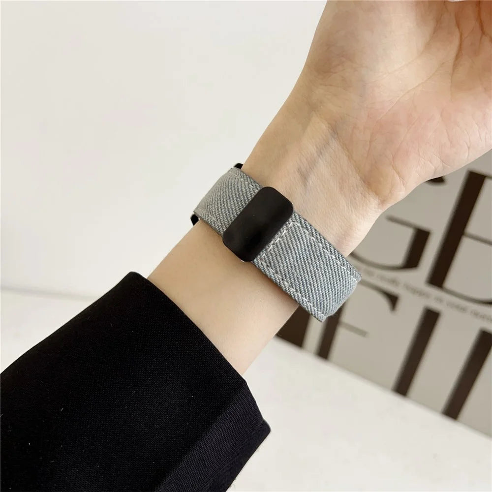 20mm Universal Watch Band For Samsung Galaxy Watch7  /  Watch6 Magnetic Buckle Leather Nylon Wrist Strap - Coffee - 5