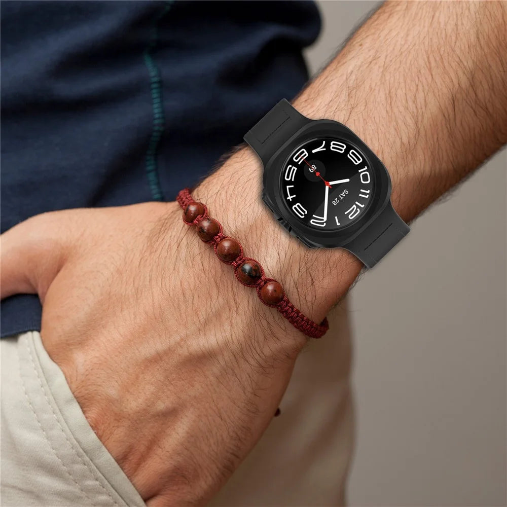 For Samsung Galaxy Watch Ultra2 47mm / Watch Ultra (2025) 47mm / Watch Ultra 47mm Bands Silicone Leather Coated Watch Strap with Magnetic Buckle - Orange - 6