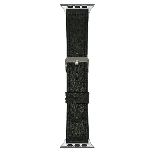 Watch Band For Apple Watch Ultra 3 2 1 49mm / Series 11 10 46mm / 9 8 7 45mm / SE3 SE2 SE 6 5 4 44mm / 3 2 1 42mm Silicone Leather Coated Wrist Strap - Black - 1