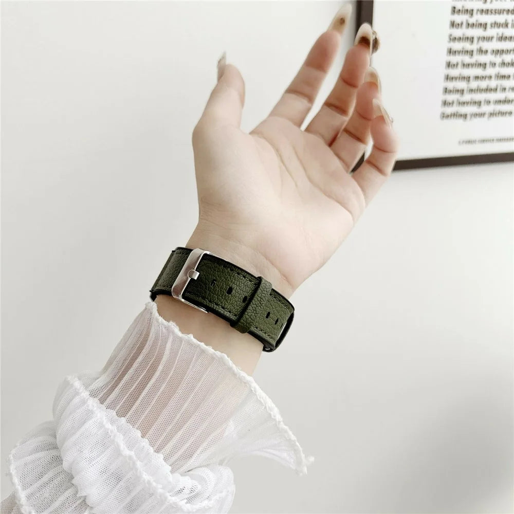 18mm Universal Watch Band  For Huawei Watch GT 5 41mm Silicone Leather Coated Wrist Strap - Army Green - 5