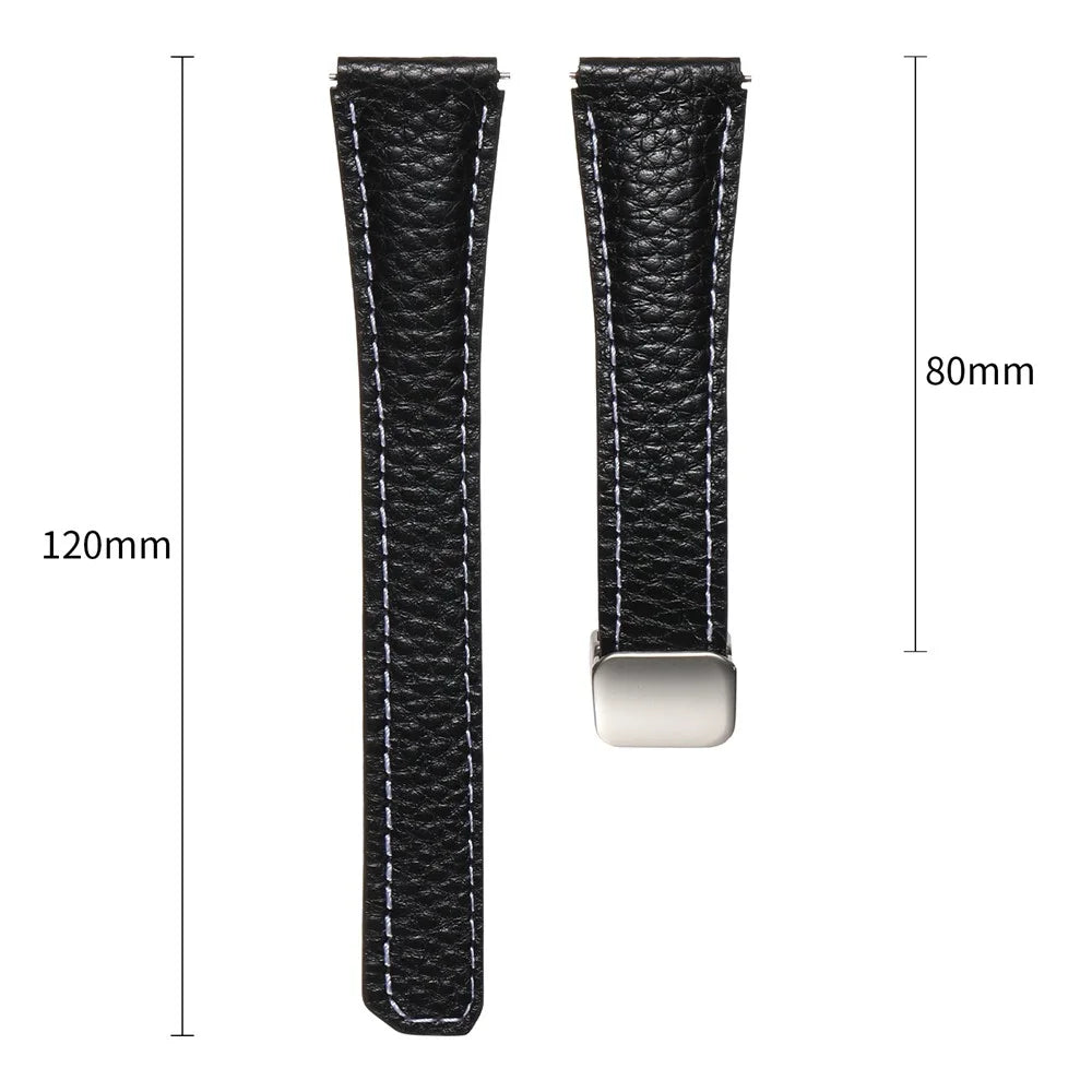 For Samsung Galaxy Watch7 40mm / 44mm Genuine Cow Leather Watch Band 20mm Replacement Strap - White+Brown - 4