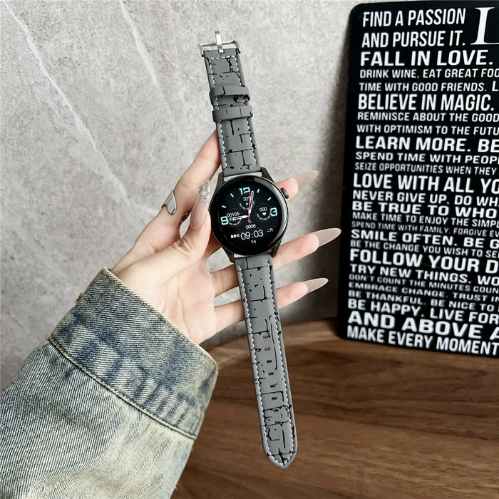 Leather Wrist Straps with Pattern For Samsung Galaxy Watch7  /  Watch6 20mm Universal Watch Bands - Grey - 2