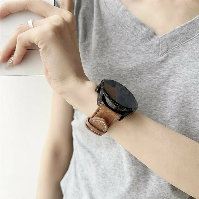 Palm Pattern Leather Watch Bands For Samsung Galaxy Watch7  /  Watch6 Universal 20mm Wrist Strap - Brown - 6