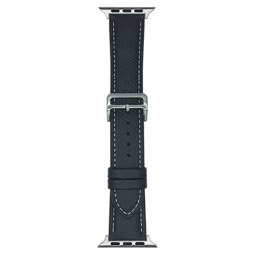Palm Pattern Leather Watch Bands For Apple Watch Series 11 10 42mm / 9 8 7 41mm / SE3 SE2 SE 6 5 4 40mm / 3 2 1 38mm - Black - 1