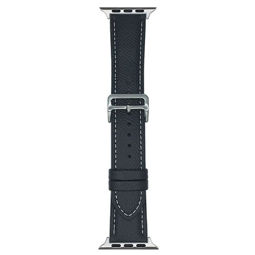 Palm Pattern Leather Watch Bands For Apple Watch Ultra 3 2 1 49mm / Series 11 10 46mm / 9 8 7 45mm / SE3 SE2 SE 6 5 4 44mm / 3 2 1 42mm - Black - 1