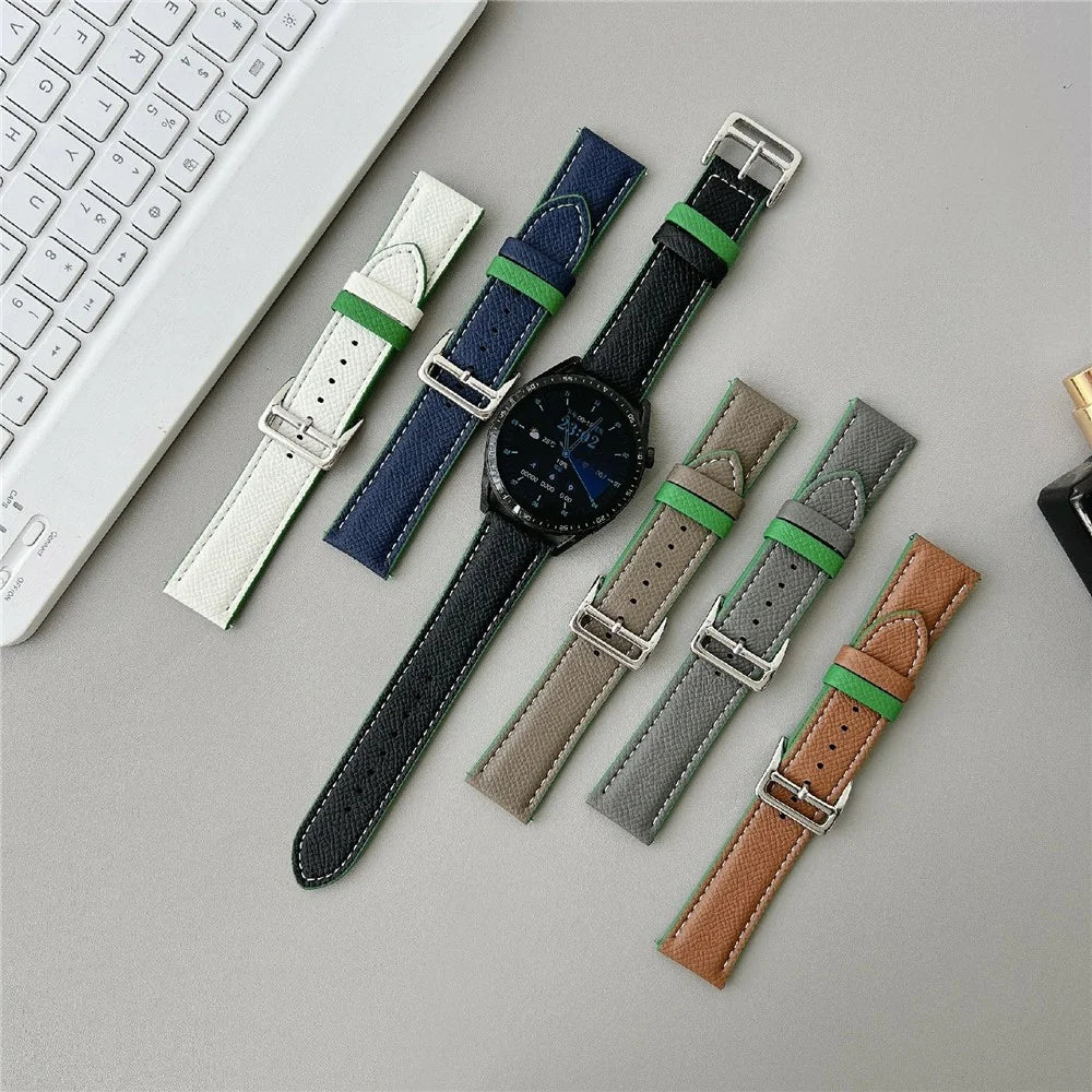 Dual Color Leather Bands For Huawei Watch GT 5 41mm Watchbands 18mm Universal Wrist Strap - Black - 7