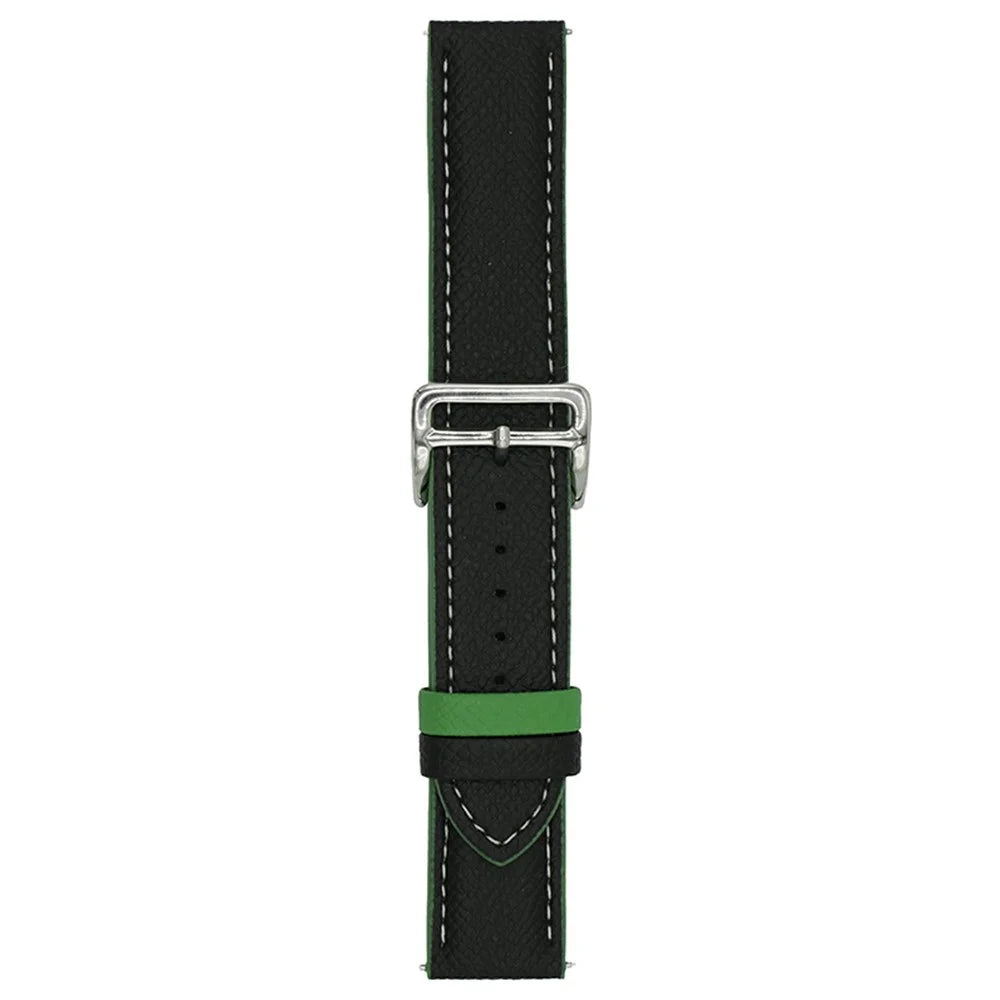 Dual Color Leather Bands For Samsung Galaxy Watch7  /  Watch6 Watchbands 20mm Universal Wrist Strap - Black - 1