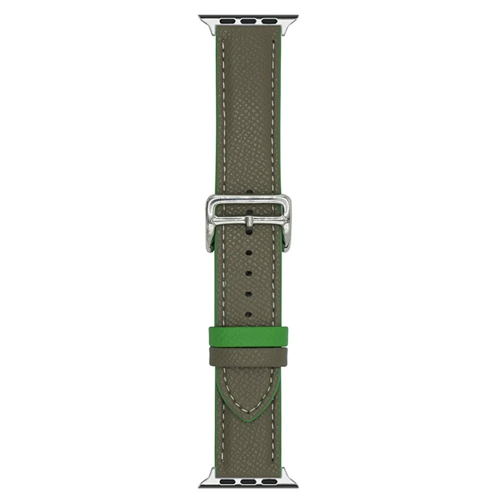 Dual Color Leather Bands For Apple Watch Ultra 3 2 1 49mm / Series 11 10 46mm / 9 8 7 45mm / SE3 SE2 SE 6 5 4 44mm / 3 2 1 42mm Watchbands Wrist Strap - Brown - 1