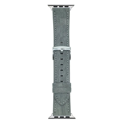 Wood Grain Leather Bands For Apple Watch Series 11 10 42mm / 9 8 7 41mm / SE3 SE2 SE 6 5 4 40mm / 3 2 1 38mm Watch Band Wrist Strap - Light Grey - 1