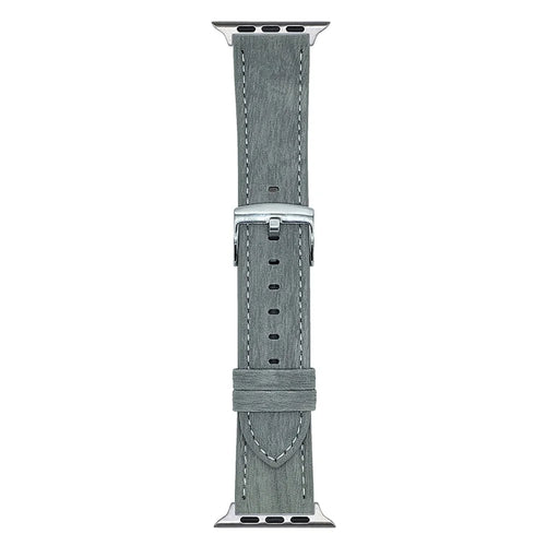 Wood Grain Leather Bands For Apple Watch Ultra 3 2 1 49mm / Series 11 10 46mm / 9 8 7 45mm / SE3 SE2 SE 6 5 4 44mm / 3 2 1 42mm Watch Band Wrist Strap - Light Grey - 1