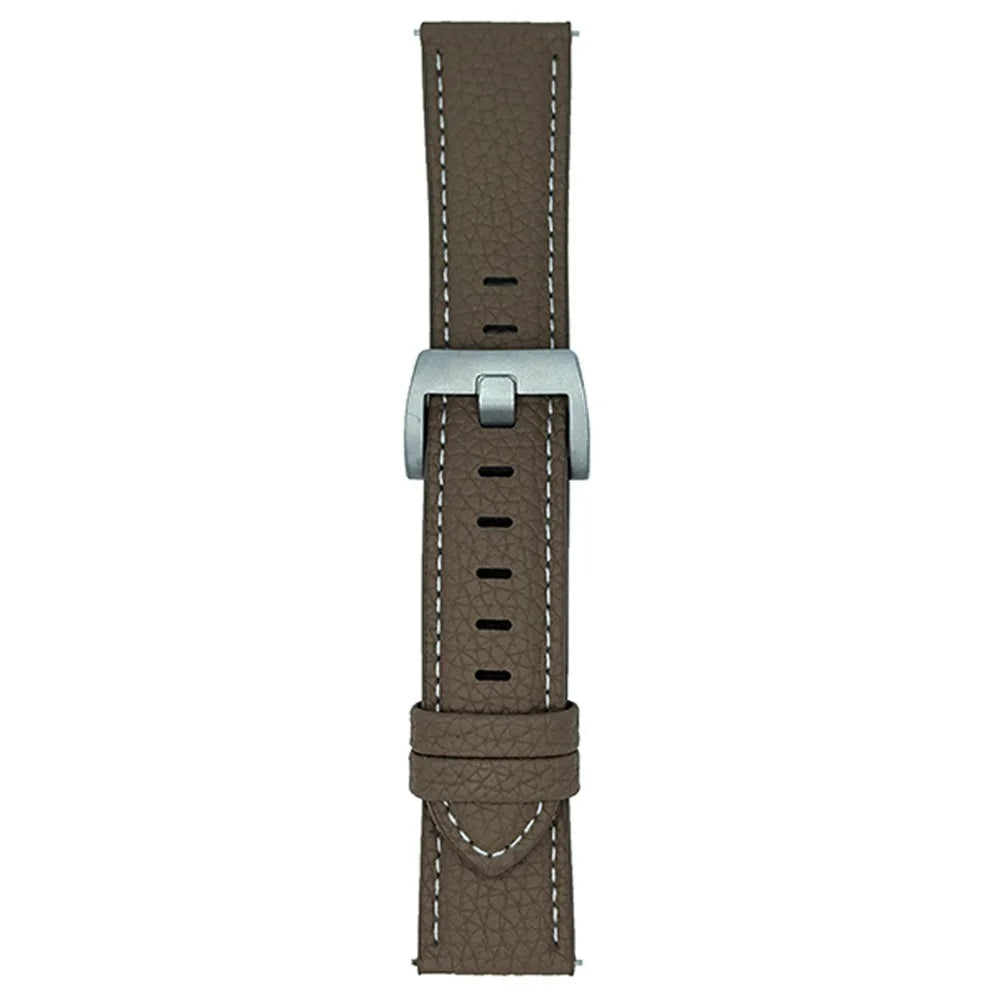 Litchi Texture Leather Band For Samsung Galaxy Watch7  /  Watch6 Watchbands Universal 20mm Strap - Grey Brown - 1