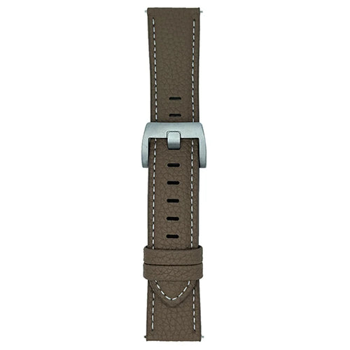 Litchi Texture Leather Band For Samsung Galaxy Watch7  /  Watch6 Watchbands Universal 20mm Strap - Grey Brown - 1