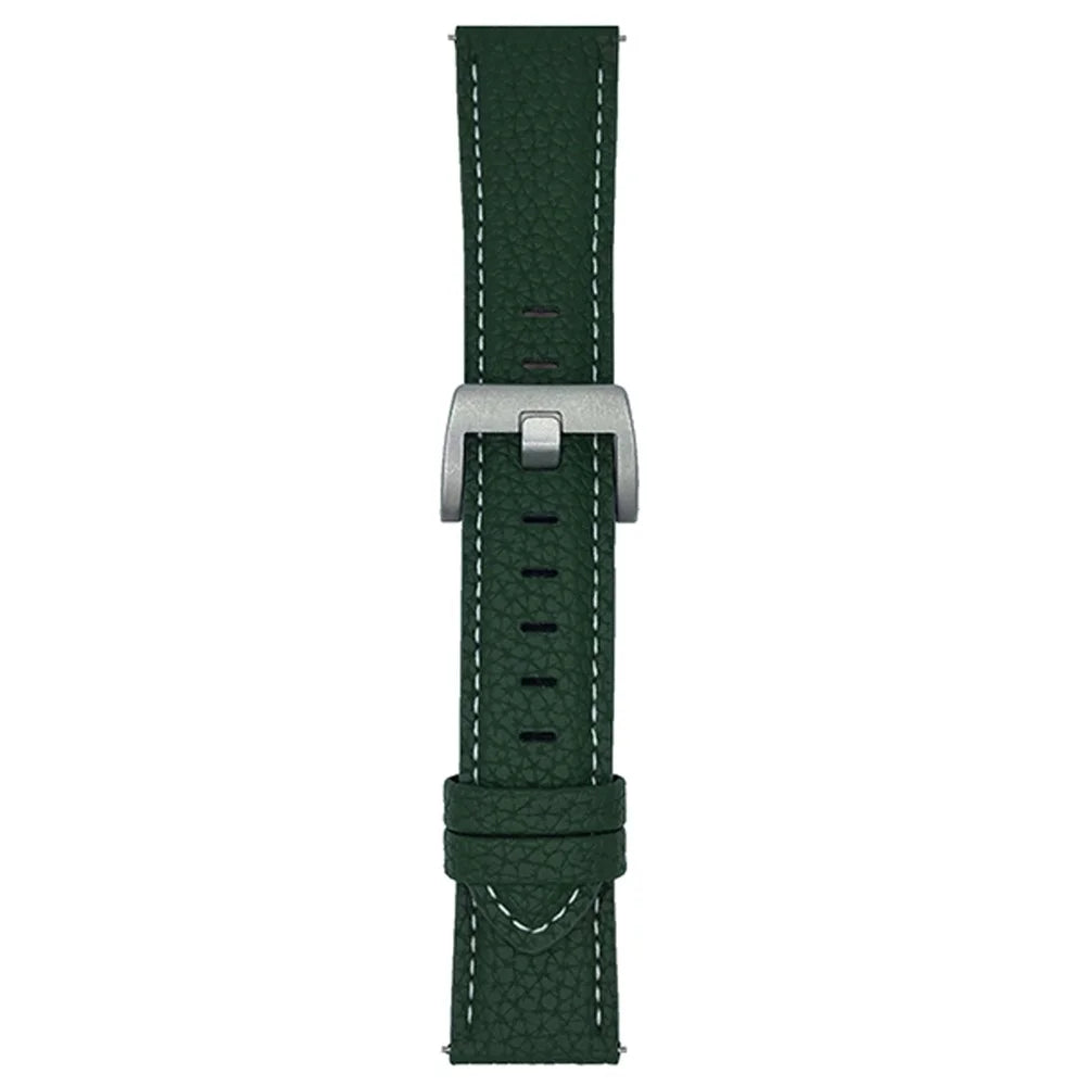 Litchi Texture Leather Band For Huawei Watch GT 5 46mm Watchbands Universal 22mm Strap - Midnight Green - 1
