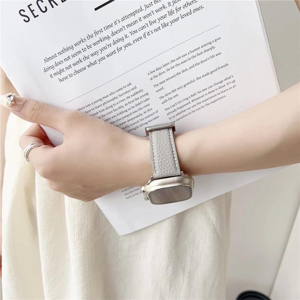 Litchi Texture Leather Band For Apple Watch Ultra 3 2 1 49mm / Series 11 10 46mm / 9 8 7 45mm / SE3 SE2 SE 6 5 4 44mm / 3 2 1 42mm Watchbands Wrist Strap - Midnight Green - 5