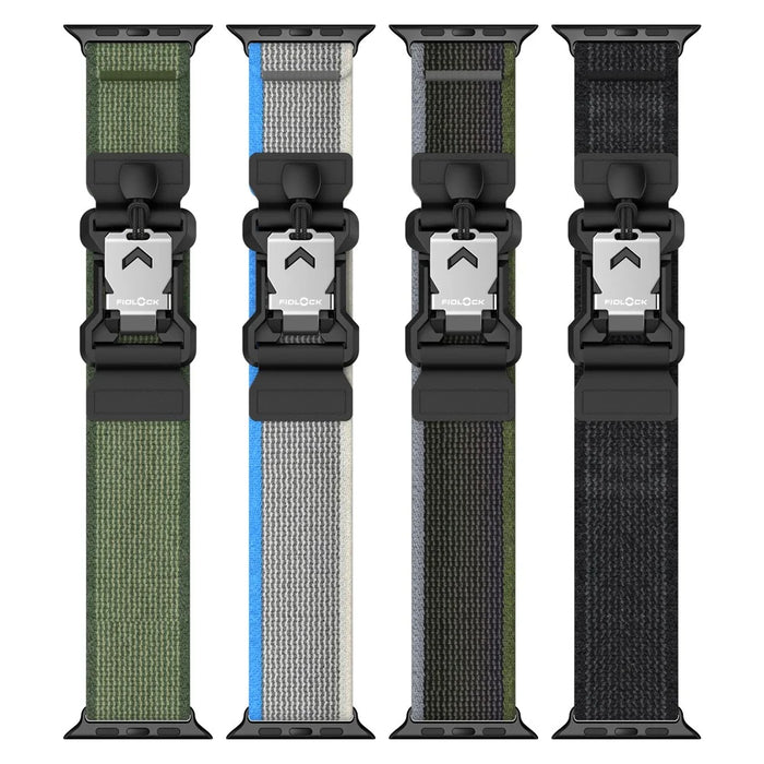 Watch Band For Apple Watch Ultra 3 2 1 49mm / Series 11 10 46mm / 9 8 7 45mm / SE3 SE2 SE 6 5 4 44mm / 3 2 1 42mm FIDLOCK Magnetic Nylon Sport Strap - Blue + Grey - 5