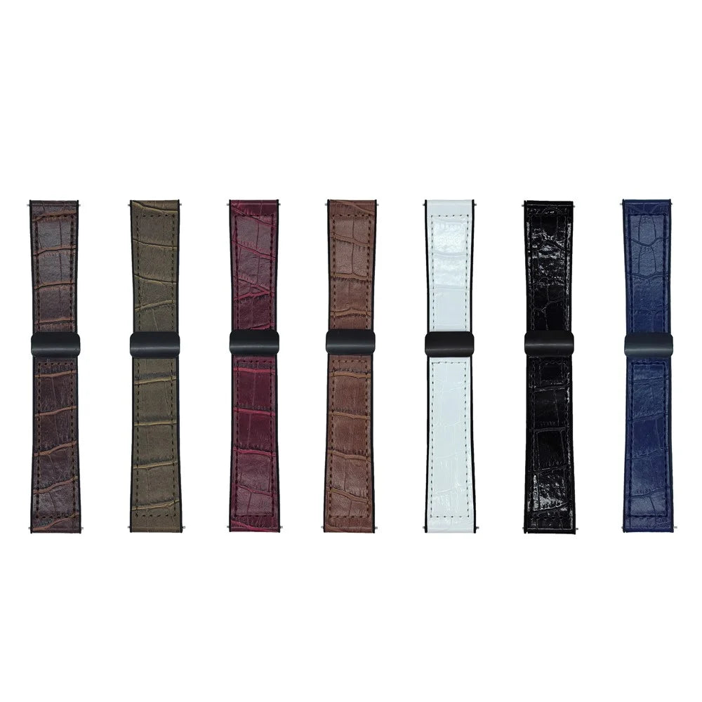 20mm Watch Band for Samsung Galaxy Watch7 44mm / 40mm Bamboo Texture PU Covered Silicone Strap with Magnetic Buckle - Black - 5