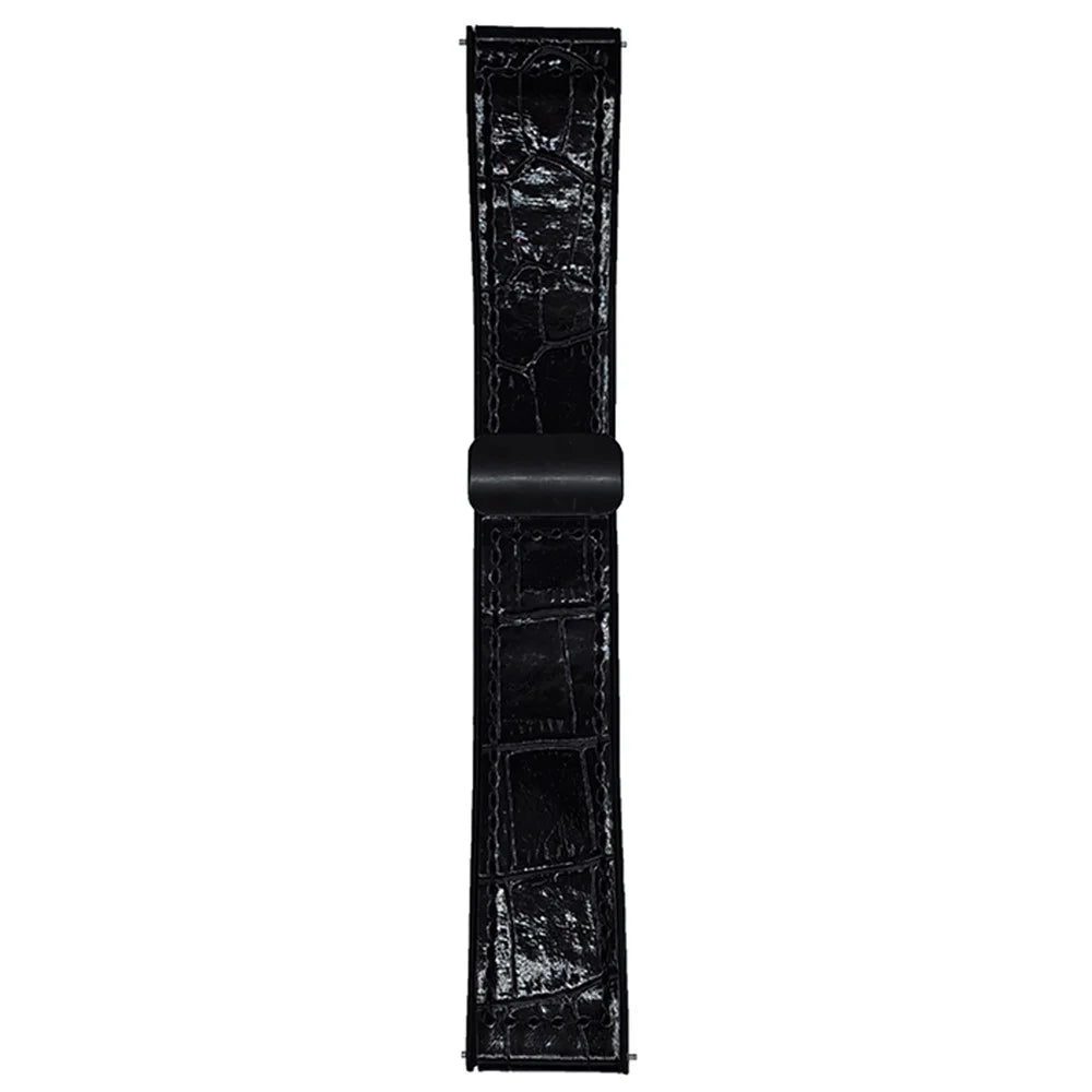 22mm Watch Band for Huawei Watch GT 5 46mm Bamboo Texture PU Covered Silicone Strap with Magnetic Buckle - Black - 1