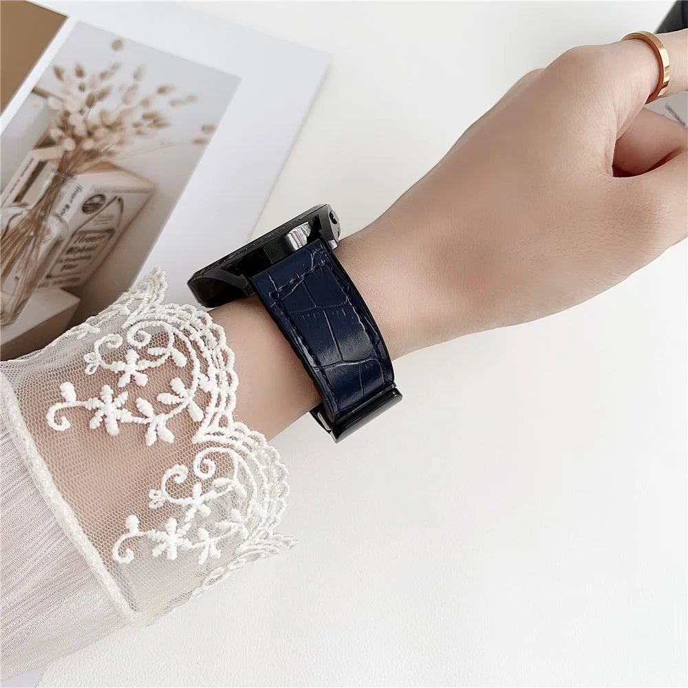 22mm Watch Band for Huawei Watch GT 5 46mm Bamboo Texture PU Covered Silicone Strap with Magnetic Buckle - Black - 2