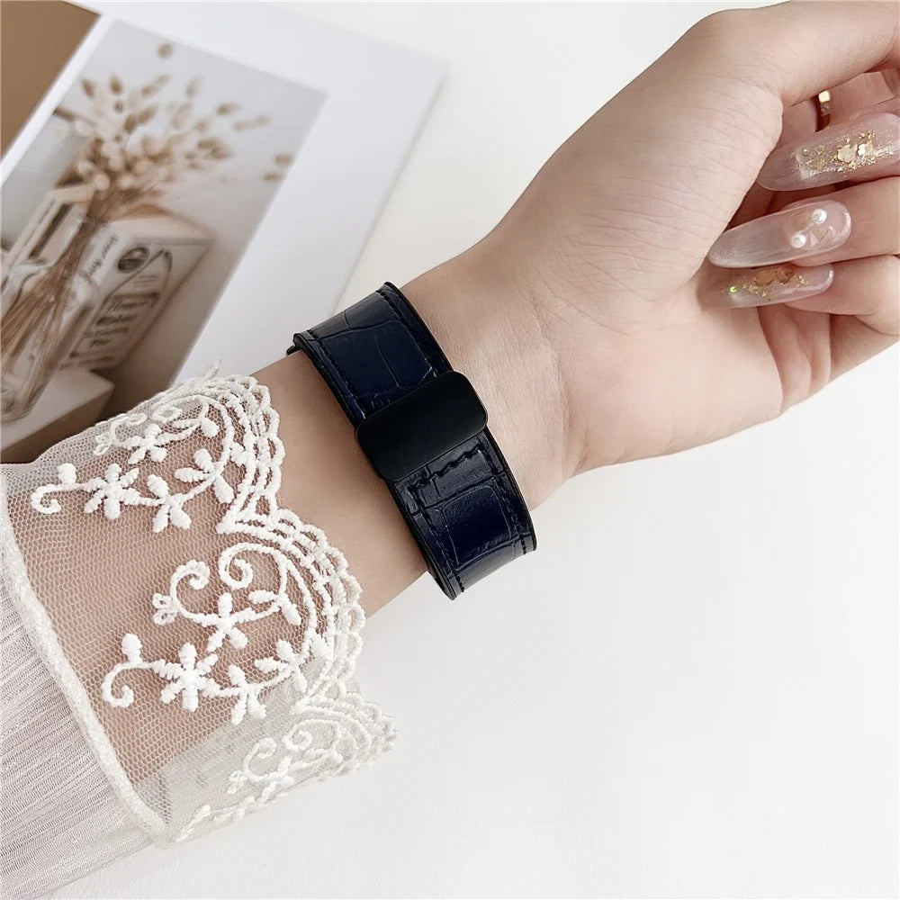 22mm Watch Band for Huawei Watch GT 5 46mm Bamboo Texture PU Covered Silicone Strap with Magnetic Buckle - Black - 3